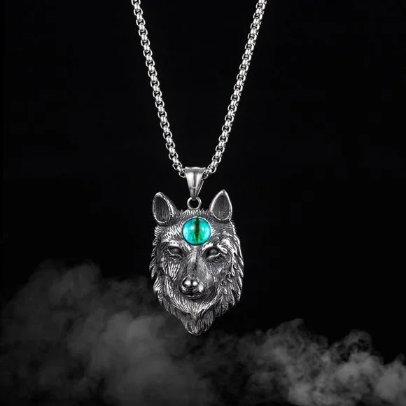 men wolf head necklace - Picture 3 of 6